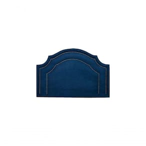 Cabeceira Solteiro Luxo 90x60 Suede Azul Tachas Fumê