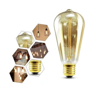 Lâmpada Filamento De Carbono Retrô ST64 40w Ambar 2400K E27