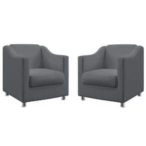 Kit 2 Poltronas Decorativa Estofada para Sala de Estar Alya Sued Cinza Aradecor