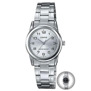 Relógio Feminino Casio Collection Classico Pequeno Casual Aço Inóx Prata LTP-V001D