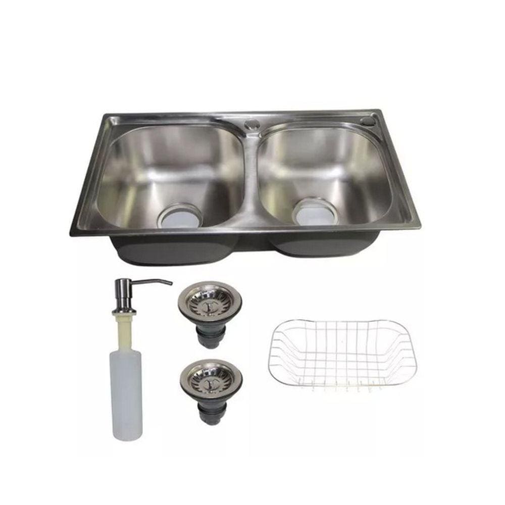Cuba Dupla Cozinha Gourmet Com Kit Acessórios Aço Inox