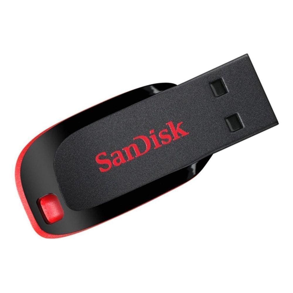 Pendrive Sandisk Cruzer Blade 64Gb 2.0 Preto E Vermelho