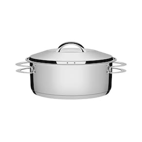 Caçarola Tramontina Solar Rasa Em Aço Inox Fundo Triplo Com Tampa E Alças 24 Cm 4,7 L