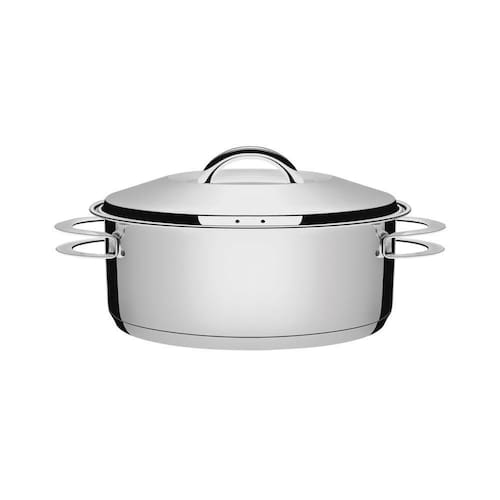 imagem-Caçarola Tramontina Solar Rasa Em Aço Inox Fundo Triplo Com Tampa E Alças 24 Cm 4,7 L