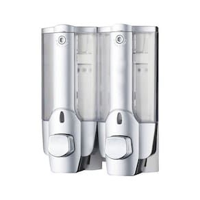 Dispenser Duplo Shampoo Sabonete Liquido Alcool Banheiro Hotel Casa Shopping