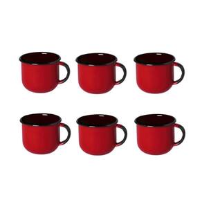 Jogo De Xícara De Cafezinho 06 Peças Esmaltada Vermelho 120 Ml Ewel