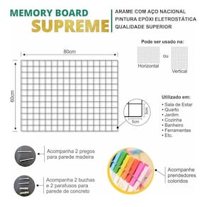 Memory Board Home Office 60X80Cm Painel De Fotos Branca 24H