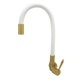 Torneira Cozinha De Parede Gold Fosco Com Tubo Color Bco
