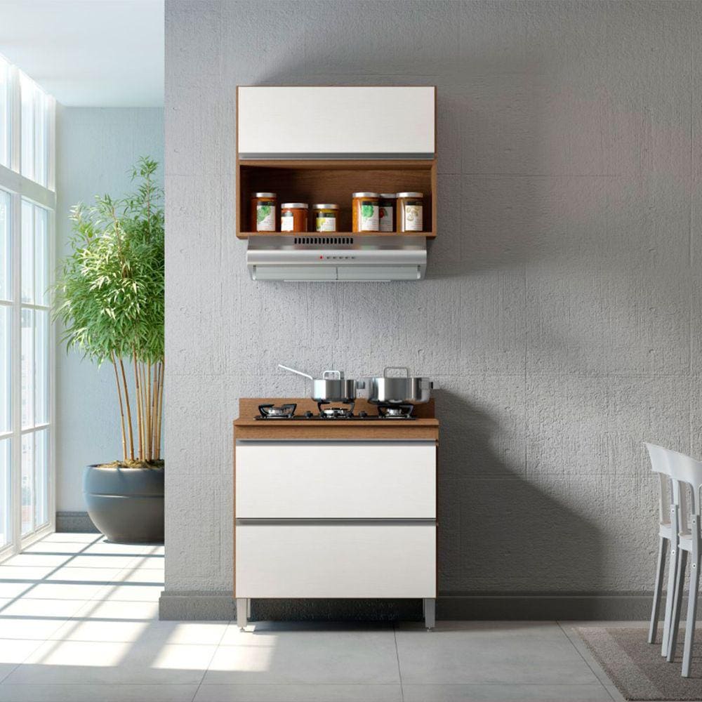 Cozinha modulada mdf 180 cm com nicho aereo e balcao cooktop e pia