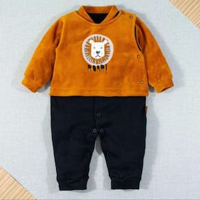 Macacão Inverno De Bebê-híbrido Bordado Leão Caramelo