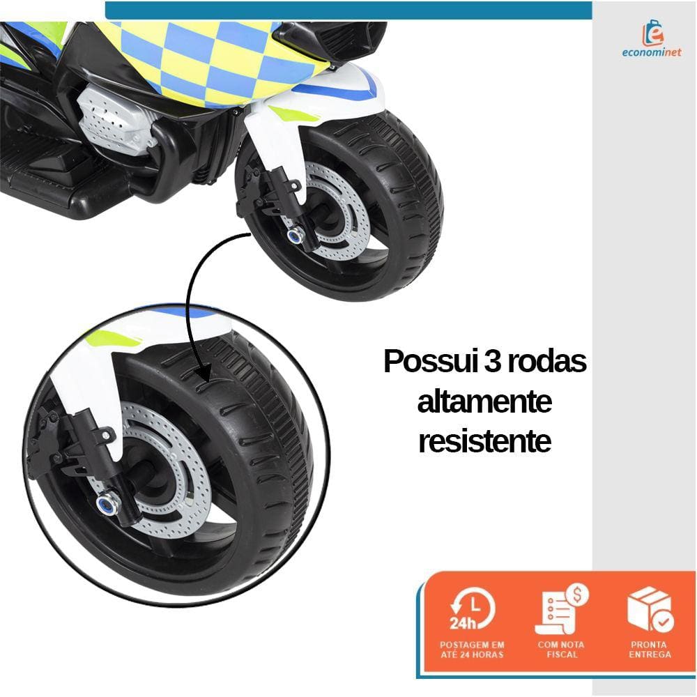 Mini Moto Elétrica Infantil Motorizado 12V Brinquedo Criança Polícia