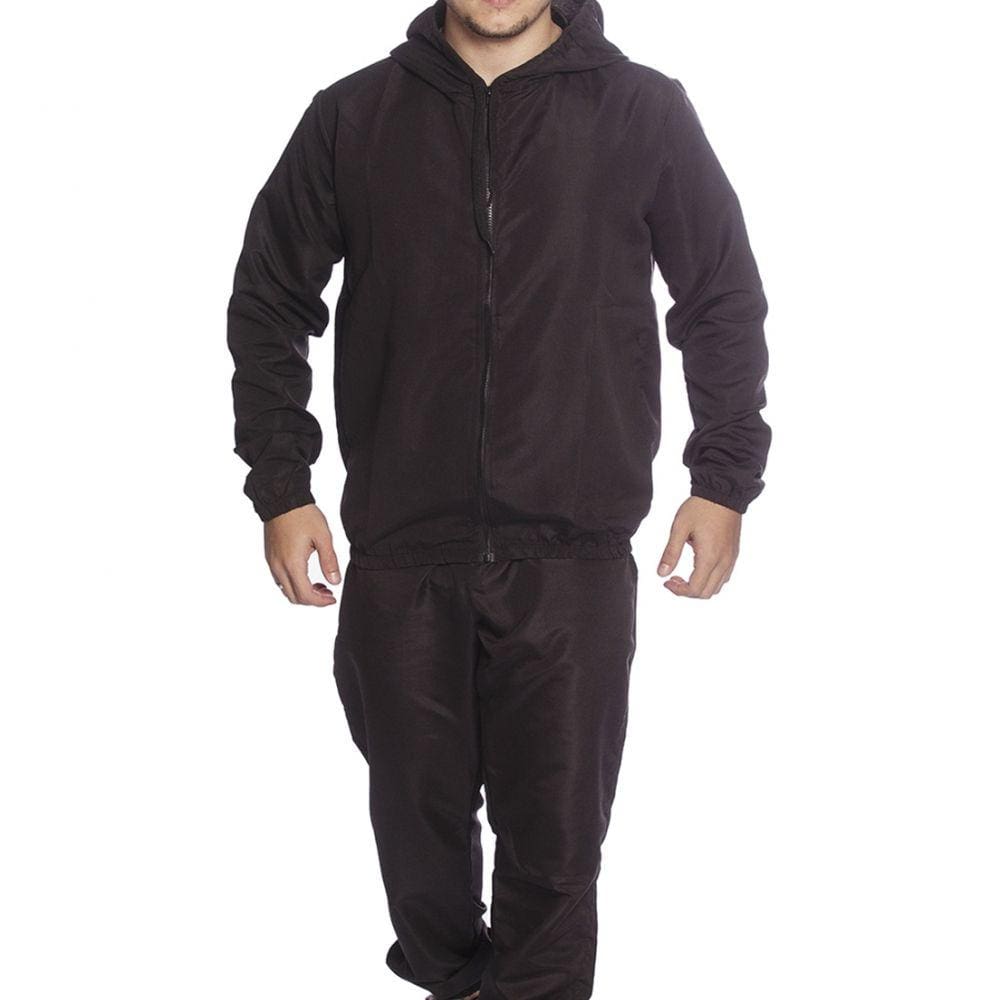 Conjunto Corta Vento Liso Basico Moda Chic com Zíper e Capuz