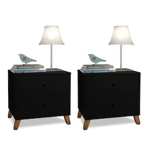 Conjunto De 2 Mesas De Cabeceiras Preto Chipre