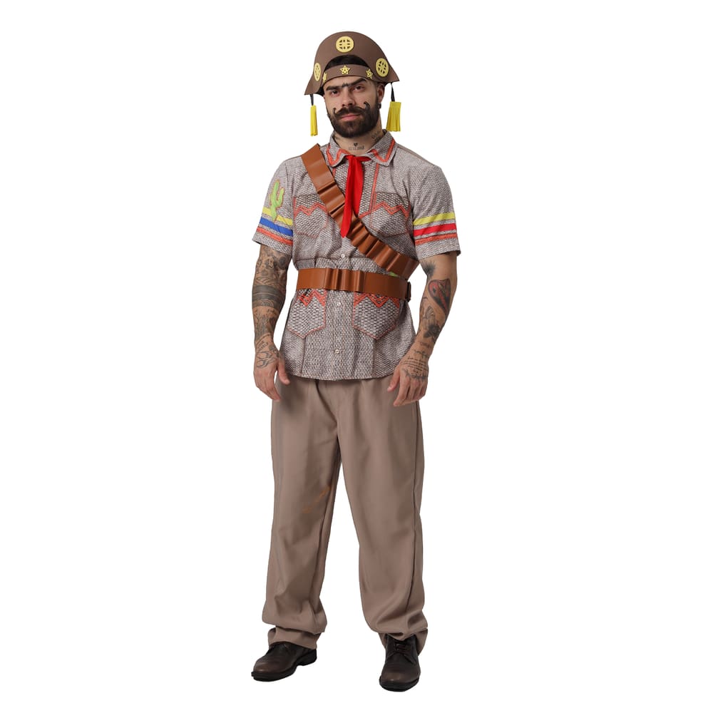 Fantasia Cangaceiro Adulto Camisa Junina + Calça Cinto Lenço