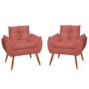 Kit 04 Poltronas Decorativas Opala Pés Palito - Sala - Balaqui Decor Cor:rosa