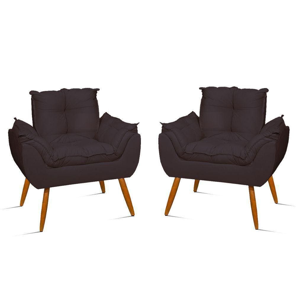 Kit 02 Poltronas Decorativas Opala Pés Palito - Sala - Balaqui Decor Cor:cinza