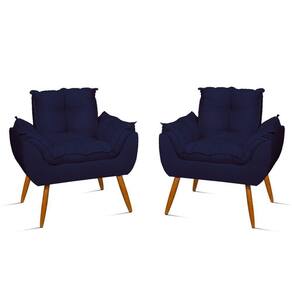 Kit 06 Poltronas Decorativas Opala Pés Palito - Sala - Balaqui Decor Cor:azul-marinho