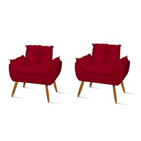 Kit 06 Poltronas Decorativas Opala Pés Palito - Sala - Balaqui Decor Cor:vermelho