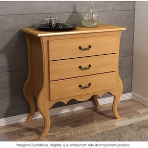 Cômoda Para Quarto 3 Gavetas Em Madeira Maciça Geórgia Mel - Straub Web