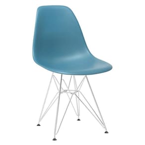 Cadeira Eames Eiffel Dkr Com Base De Metal Cromado Turquesa Turquesa