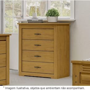 Cômoda Para Quarto 4 Gavetas Em Madeira Maciça Florença Imbuia - Straub Web
