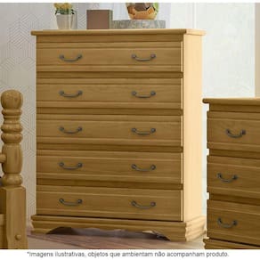 Cômoda Para Quarto 5 Gavetas Em Madeira Maciça Mônaco Imbuia - Straub Web