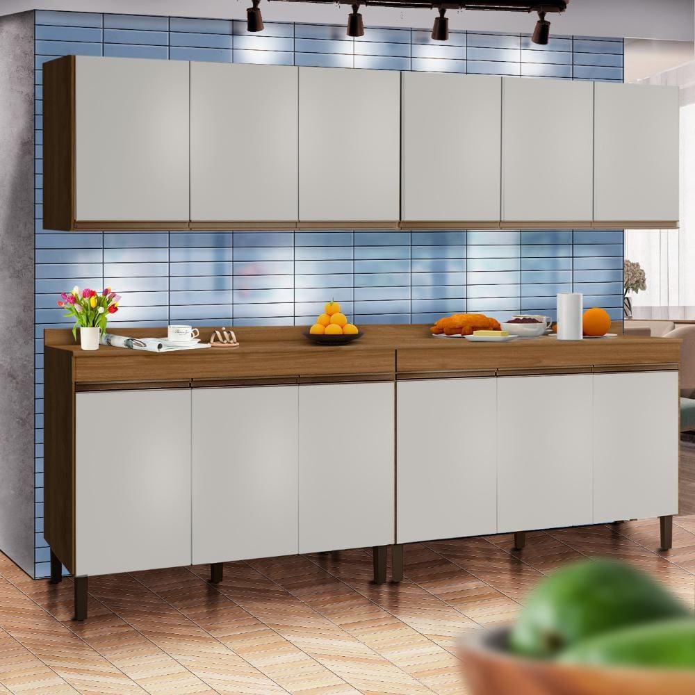 Armário de Cozinha Completo Sabrina 360x202Cm 6 Peças mdp Preto menu em  Promoção na Americanas