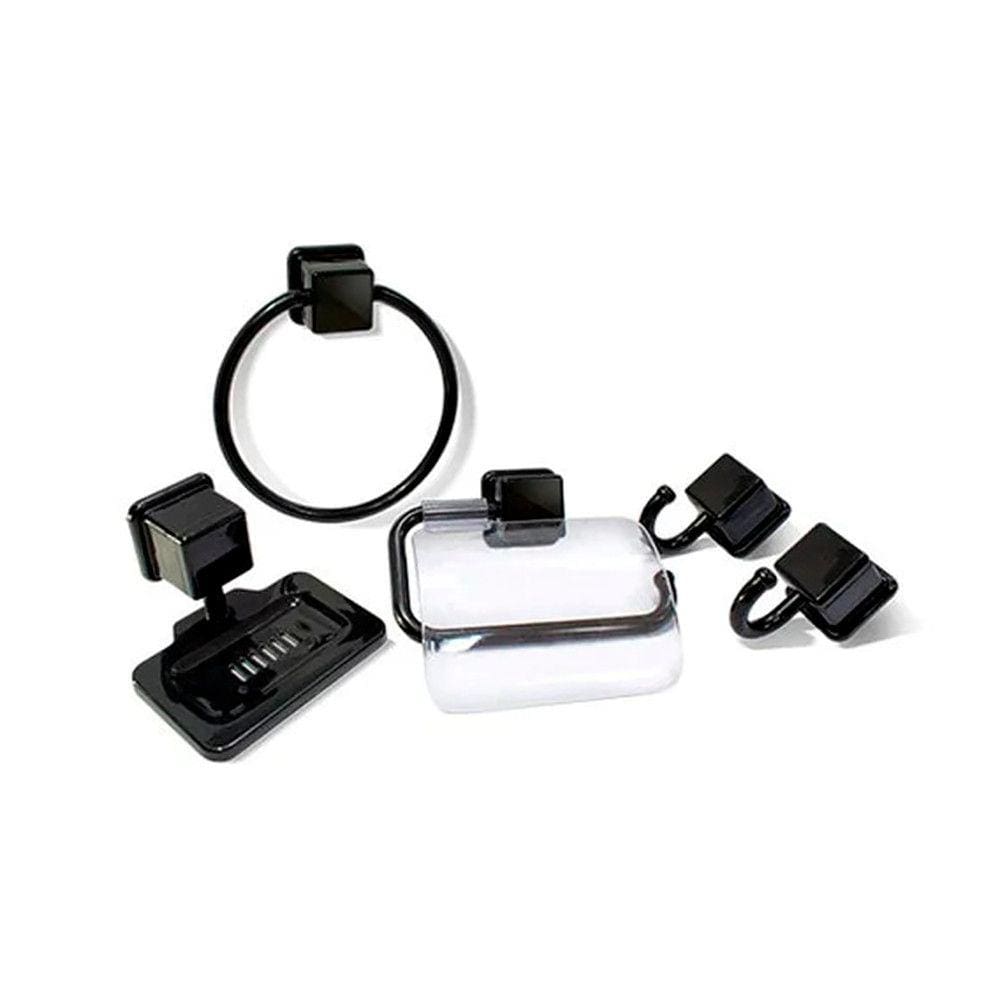 Kit Banheiro com 5 Peças Preto - Organização e Elegância
