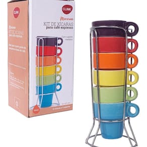 Kit 6 Xícaras Coloridas - Práticas e Estilosas com Suporte
