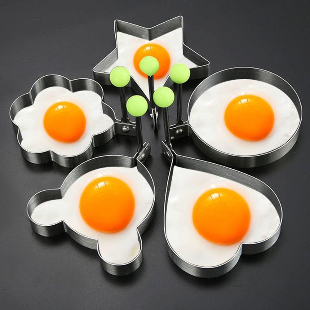 Kit 5 Molde Forma Ovo Frito Panqueca Omeleteira Aço Inox