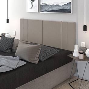 Cabeceira Para Cama Casal Tulipa 1,60 Estofada Suede Areia - Rede Móveis