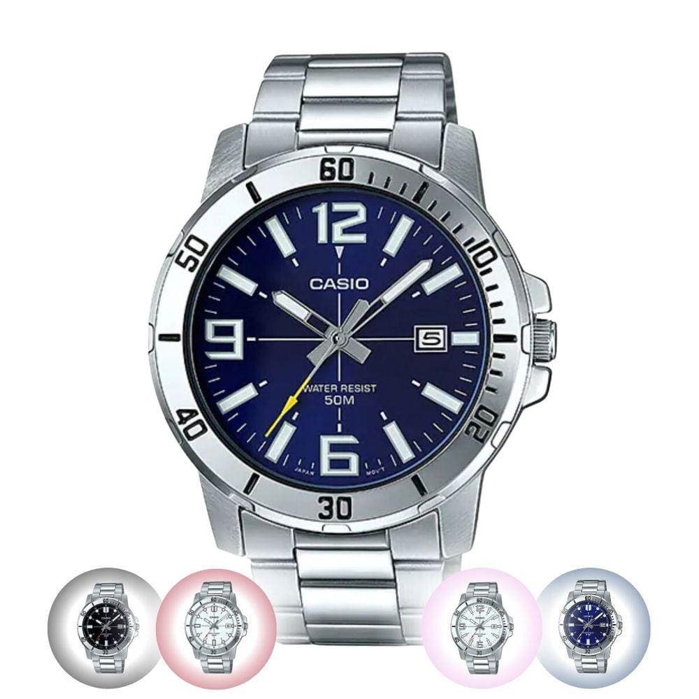 Relógio de Pulso Casio Collection Masculino Analógico Prova D Água 50M Aço Inóx Prateado