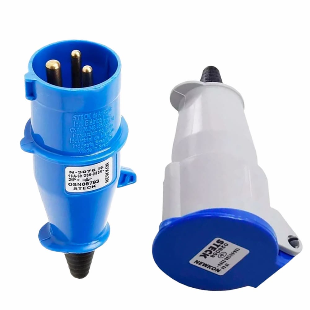 Conjunto Tomada Acoplamento + Plugue 2P+T 16A 200/250V Steck