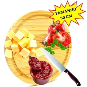 Tabua para Cortar Carnes ou Servir Pizza - 30cm - Tábua de Corte e Frios Redonda - Churrasco - Cozinha - PANAMI