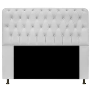 Cabeceira Estofada Lady Com Strass 140 Cm Queen Size Corano - Doce Sonho Móveis Branco