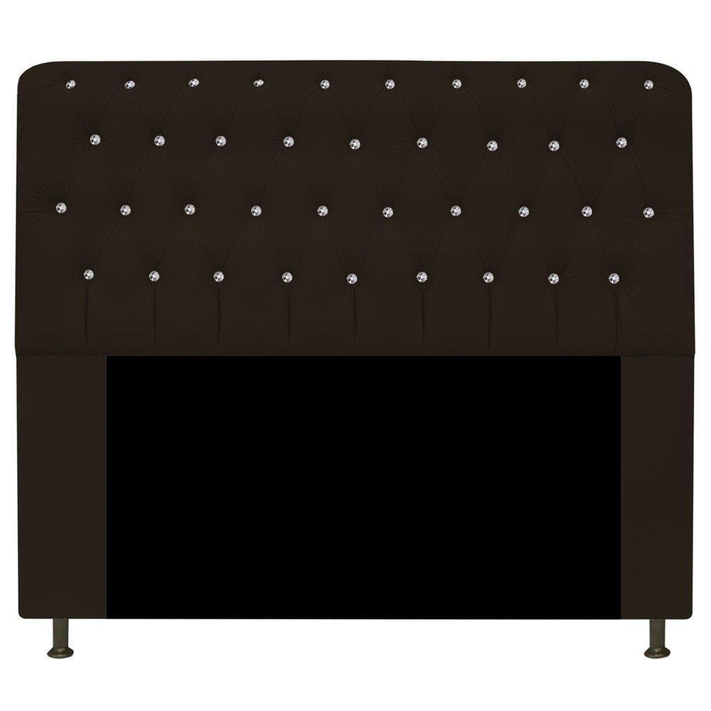 Cabeceira Estofada Lady Com Strass 195 Cm Queen Size Corano - Doce Sonho Móveis Marrom