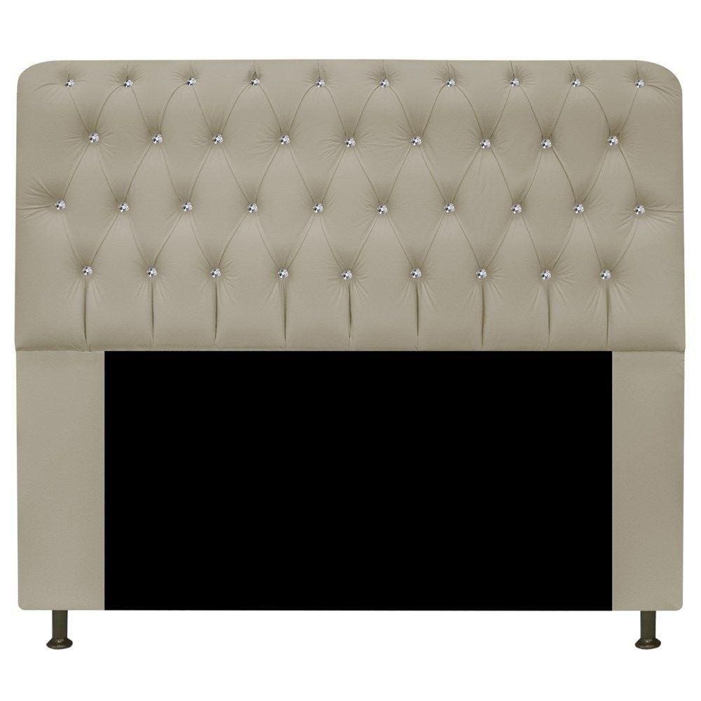 Cabeceira Estofada Lady Com Strass 140 Cm Queen Size Corano - Doce Sonho Móveis Bege