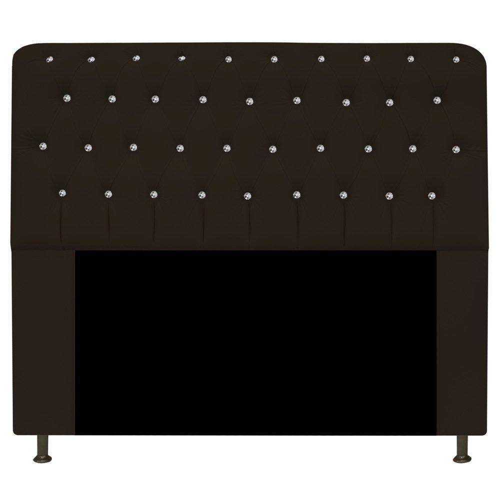 Cabeceira Estofada Lady Com Strass 140 Cm Queen Size Corano - Doce Sonho Móveis Marrom