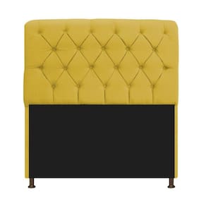 Cabeceira Estofada Lady 160 Cm Queen Size Com Capitonê Suede - Doce Sonho Móveis Amarelo