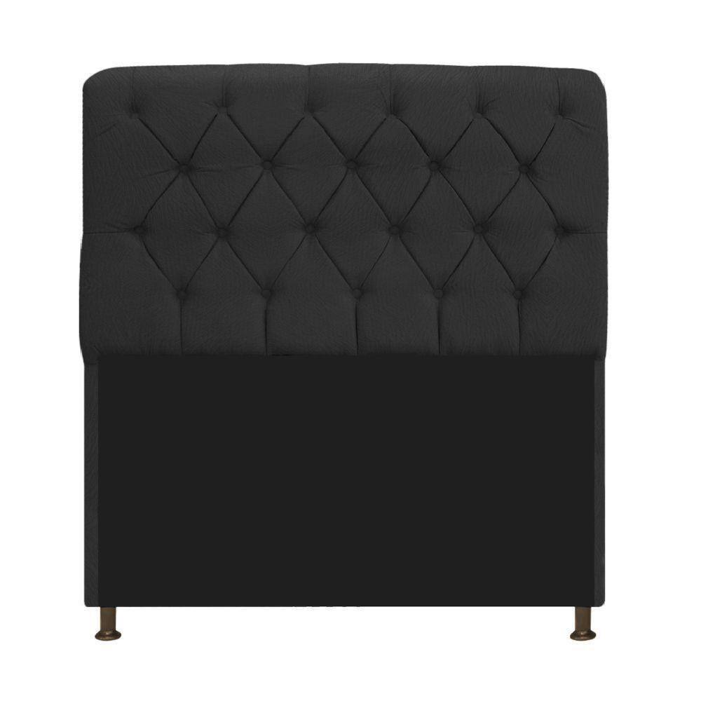 Cabeceira Estofada Lady 195 Cm King Size Com Capitonê Suede - Doce Sonho Móveis Preto