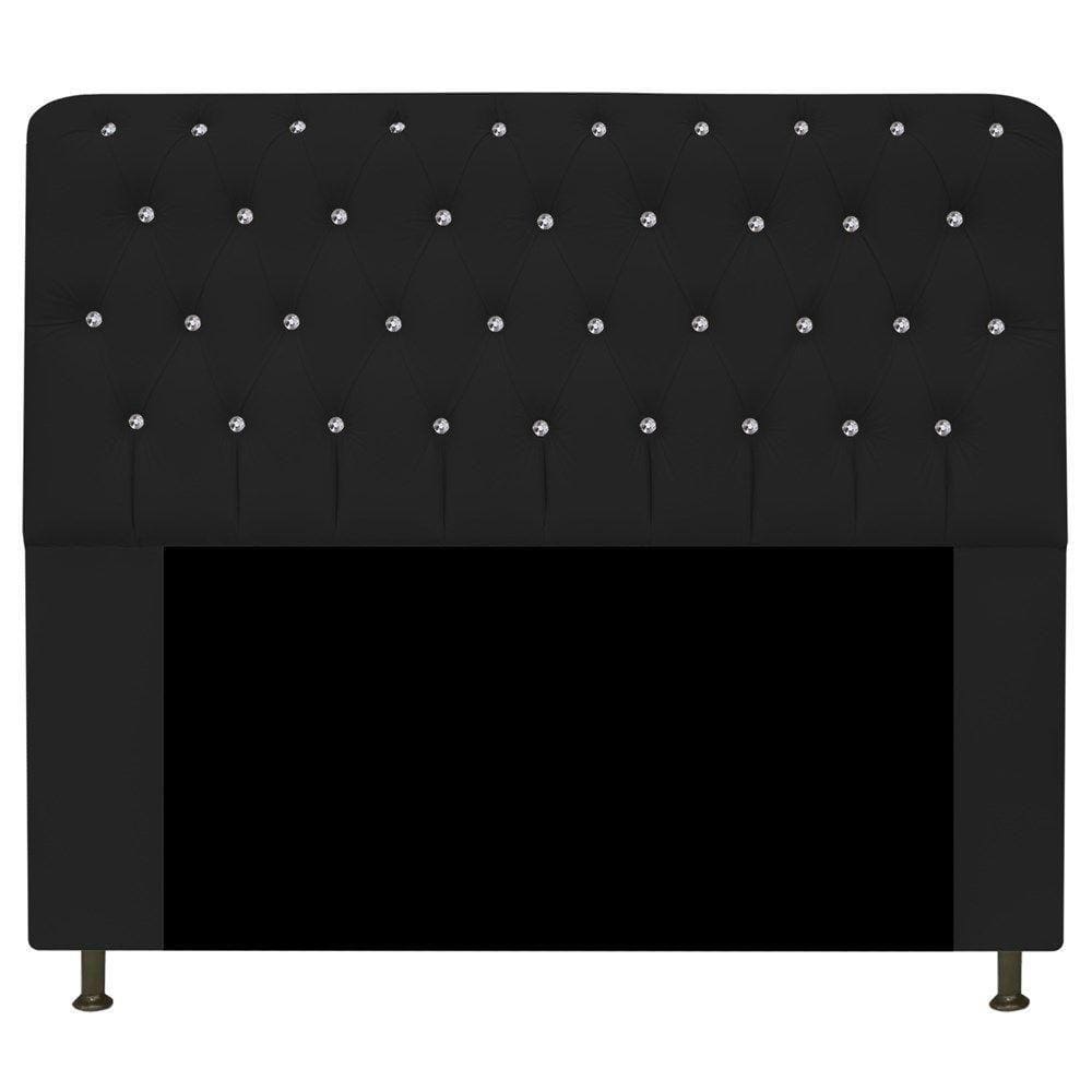 Cabeceira Estofada Lady Com Strass 140 Cm Queen Size Corano - Doce Sonho Móveis Preto