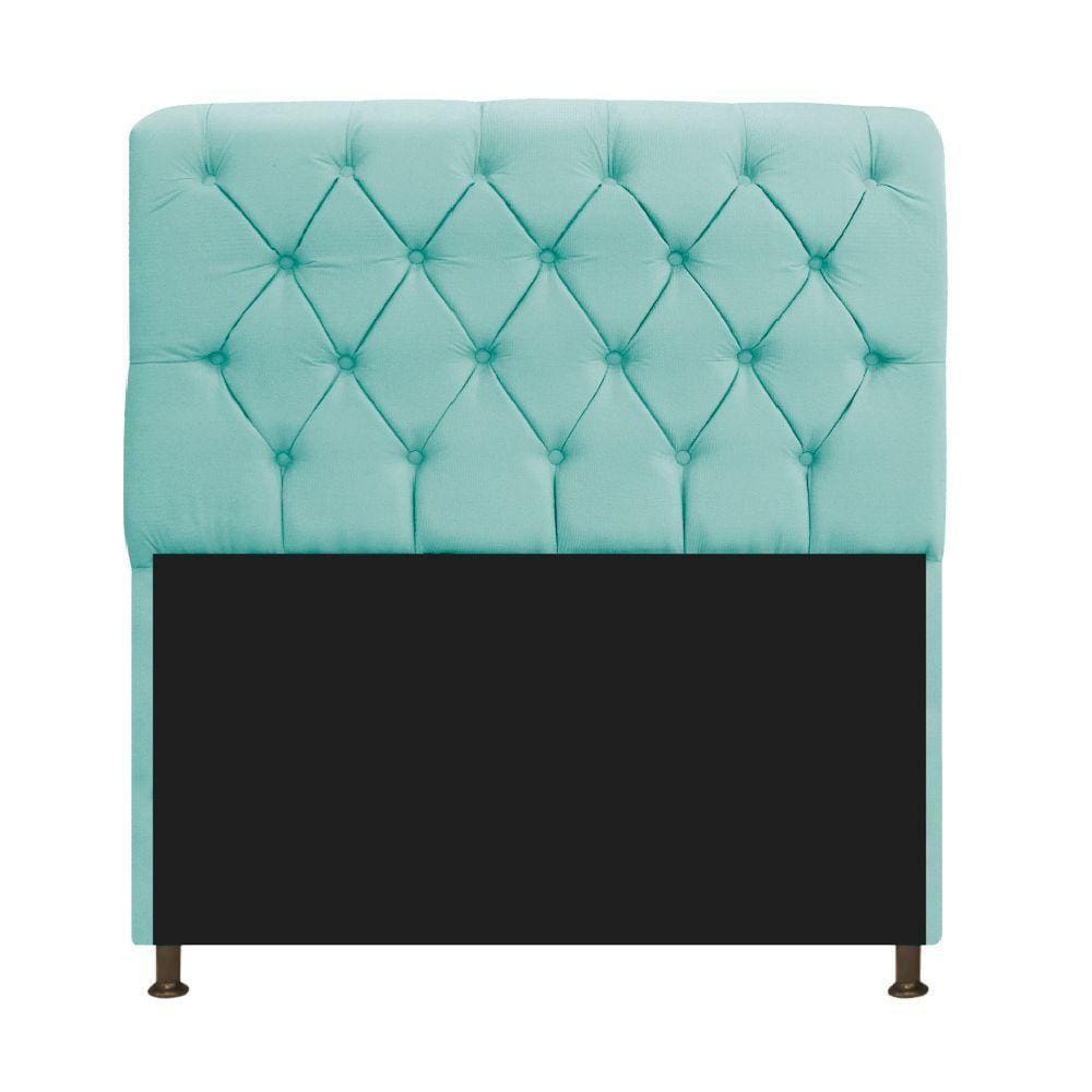 Cabeceira Estofada Lady 140 Cm Solteiro Com Capitonê Suede - Doce Sonho Móveis Azul Tiffany