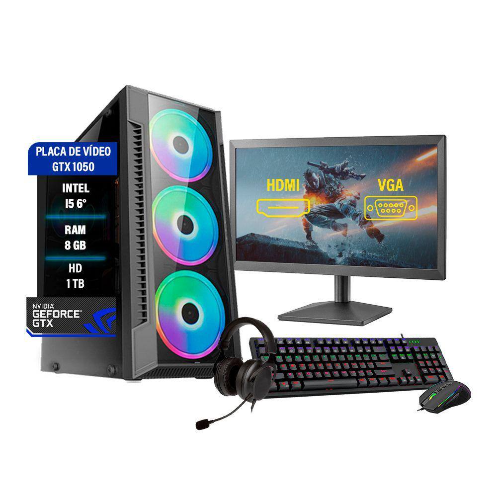 Pc Gamer Completo I5 Gt730 Hd1tb 8gb Fonte 500w E Monitor 19