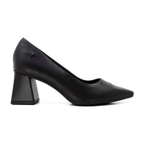 Scarpin Usaflex Feminino Casual Salto Bloco Couro Bico Fino AI1303