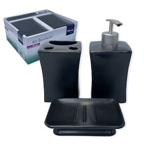 Kit de Banheiro 3 Peças em Porcelana Elegância e Organização
