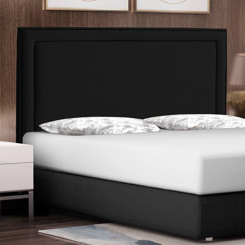 Cabeceira Cama Box Casal Maísa 140cm Com Frame Veludo Preto - Abmaza
