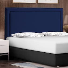 Cabeceira Cama Box Casal Maísa 140cm Com Frame Veludo Azul Escuro - Abmaza