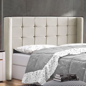 Cabeceira Cama Box Casal Queen Size Gioconda 160cm Com Frame Suede Bege - Abmaza