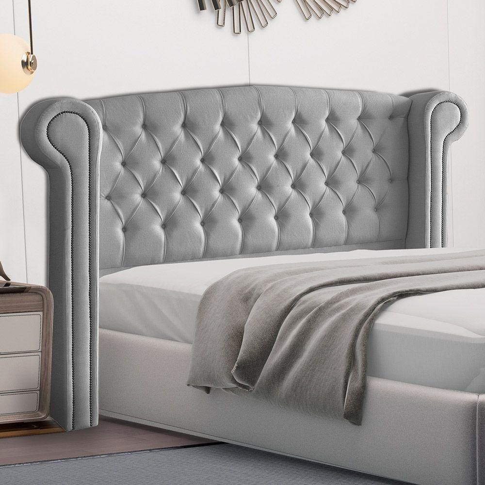 Cabeceira Cama Box Casal Queen Size Adelle 160cm Com Frame Suede Cinza - Abmaza