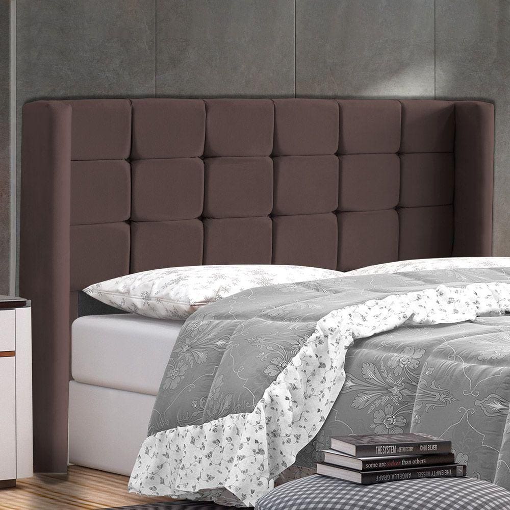 Cabeceira Cama Box Casal Gioconda 140cm Com Frame Suede Marrom - Abmaza